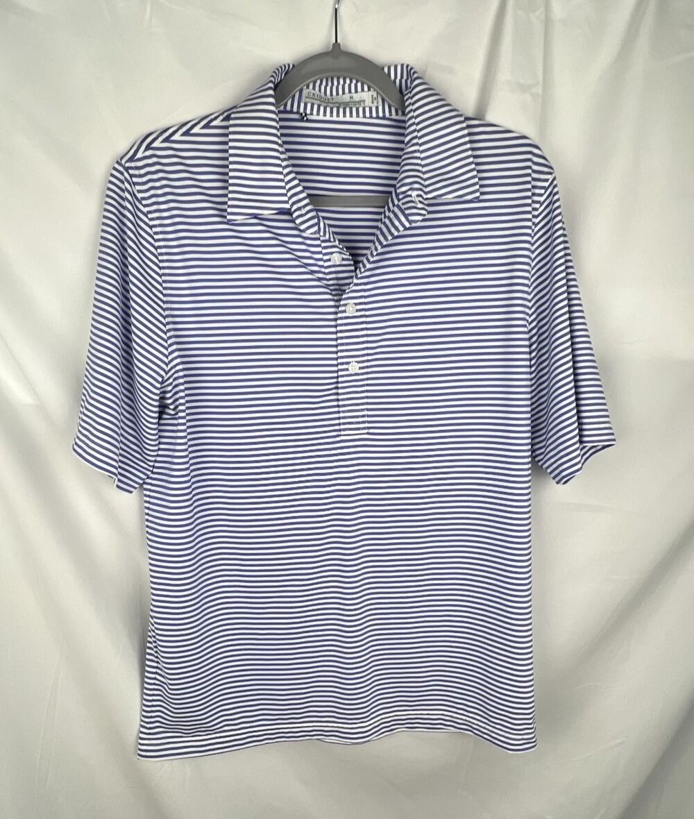 Criquet Sport Range Polo Mens M Hobby Stripe Blue White Golf Performance Shirt